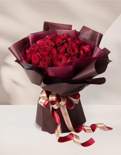ช่อกุหลาบแดง 22 ดอก มอบความรักที่มั่นคงเป็นตัวแทนในวันขอแต่งงาน วันครบรอบของคุณ พร้อมทำบุญกับมูลนิธิ